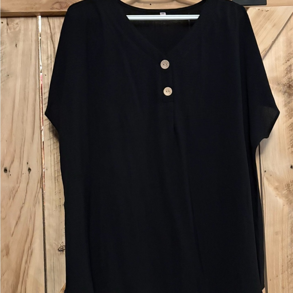 Women’s V Neck Summer Henley short sleeve shirt 2XL NWT